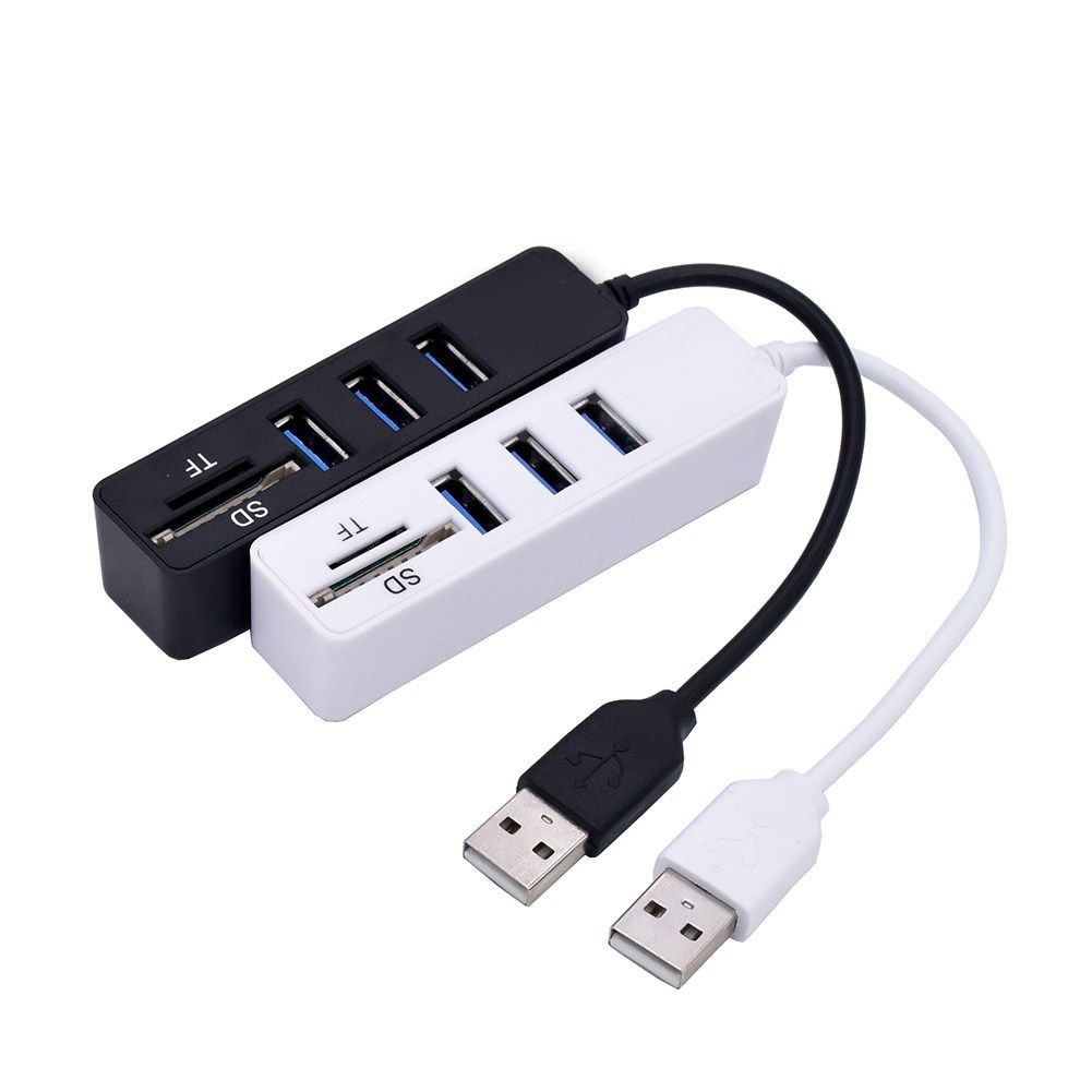 [hub usb + Reader] Bộ chia USB 2.0 từ 1 thành 3 có hỗ trợ đọc thẻ nhớ