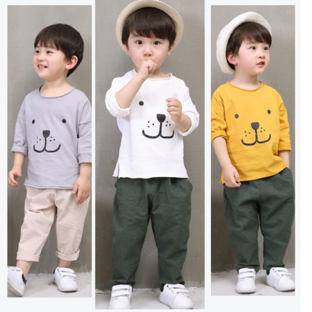 Set bộ bé trai vải thô đũi
