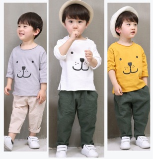 Set bộ bé trai vải thô đũi