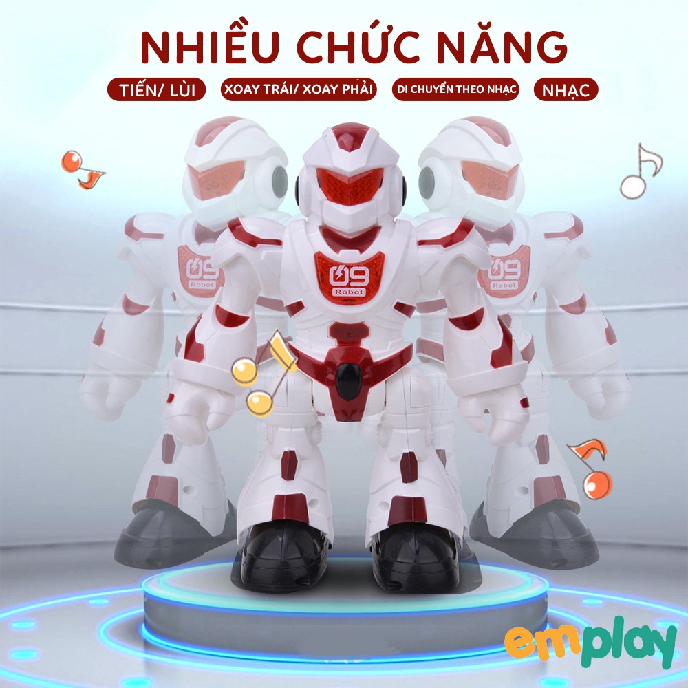 Robot vũ trụ điều khiển cao cấp Emplay có nhạc và đèn di chuyển thông minh xoay 360 độ có lập trình chế độ tuỳ thích