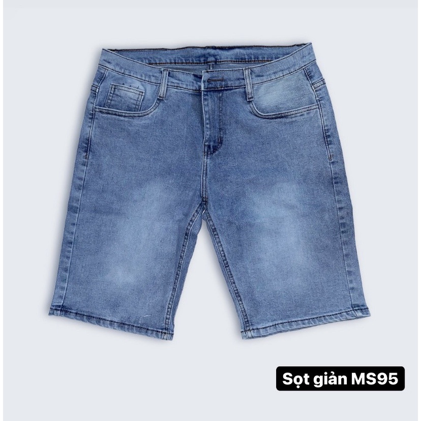 Quần sọt jeans nam co giản basic xanh trơn thời trang phong cách trẻ (44 -99kg) MS 95