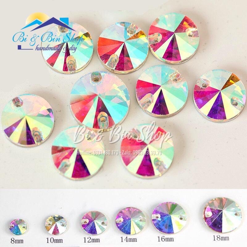 50 Viên Đá Kiếng Tròn 10mm Đính Kết Trang Phục Thời Trang, Làm Phụ Kiện Handmade