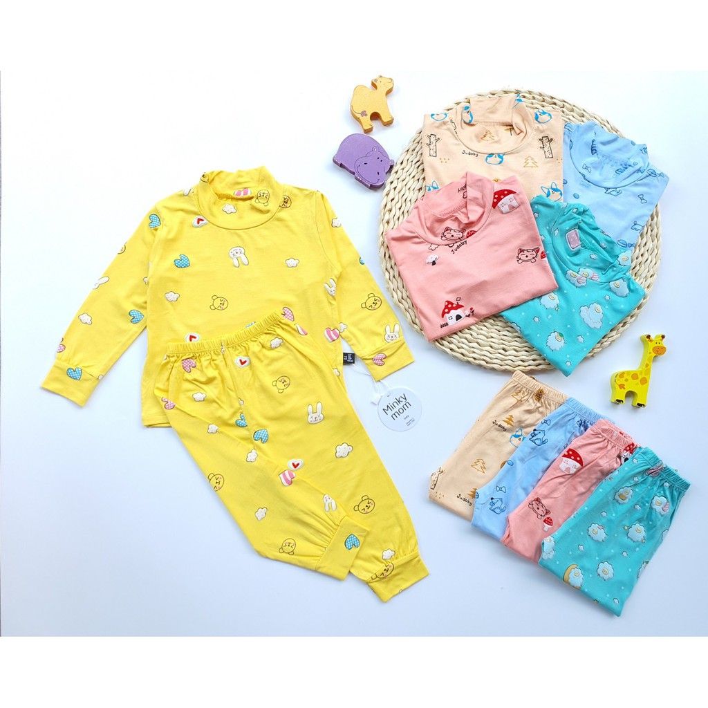 Bộ thun lạnh dài tay Minky Mom cao cổ cho bé ấm áp mua đông