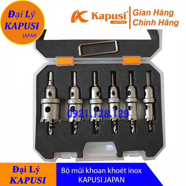 Bộ 6 mũi khoan khoét đa năng Kapusi JAPAN Chuyên Khoét Sắt, Khoét Inox