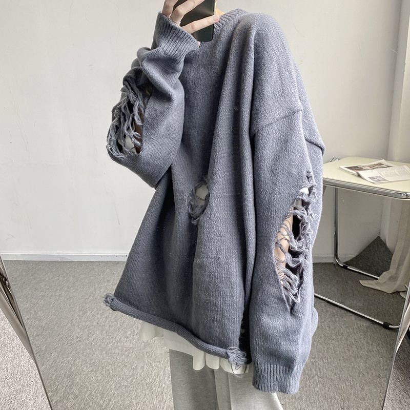Áo Sweater Dệt Kim Cổ Tròn Màu Sắc Đơn Giản Thời Trang Mùa Đông Cho Nam Và Nữ