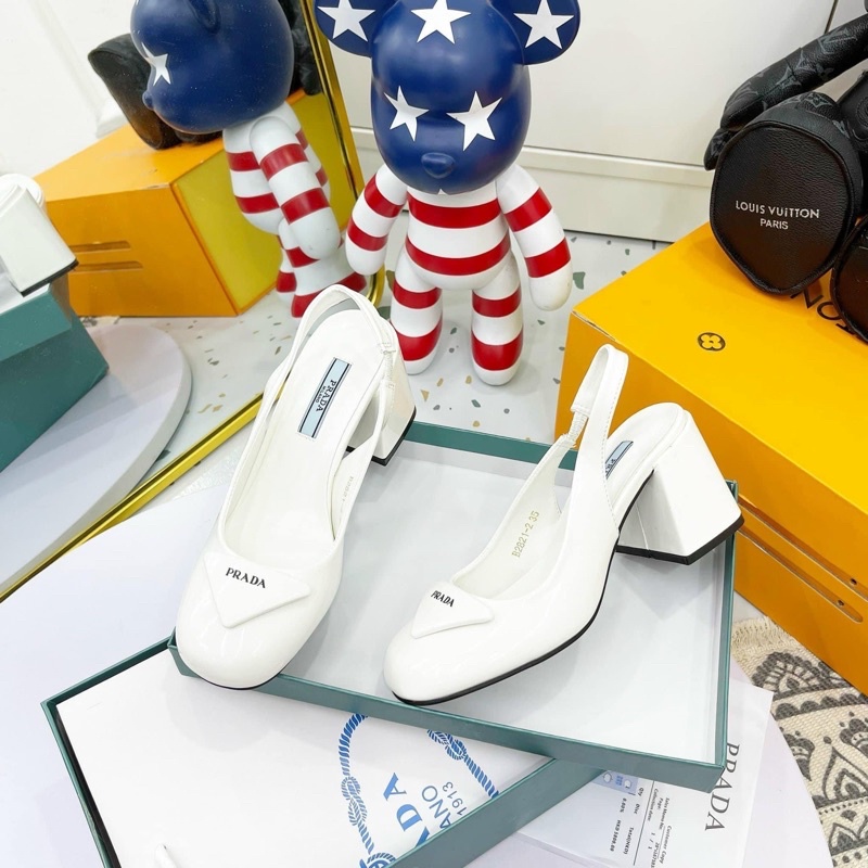 Giày Cao Gót prad mũi tròn gót trụ 8p fullbox + bill + túi giấy