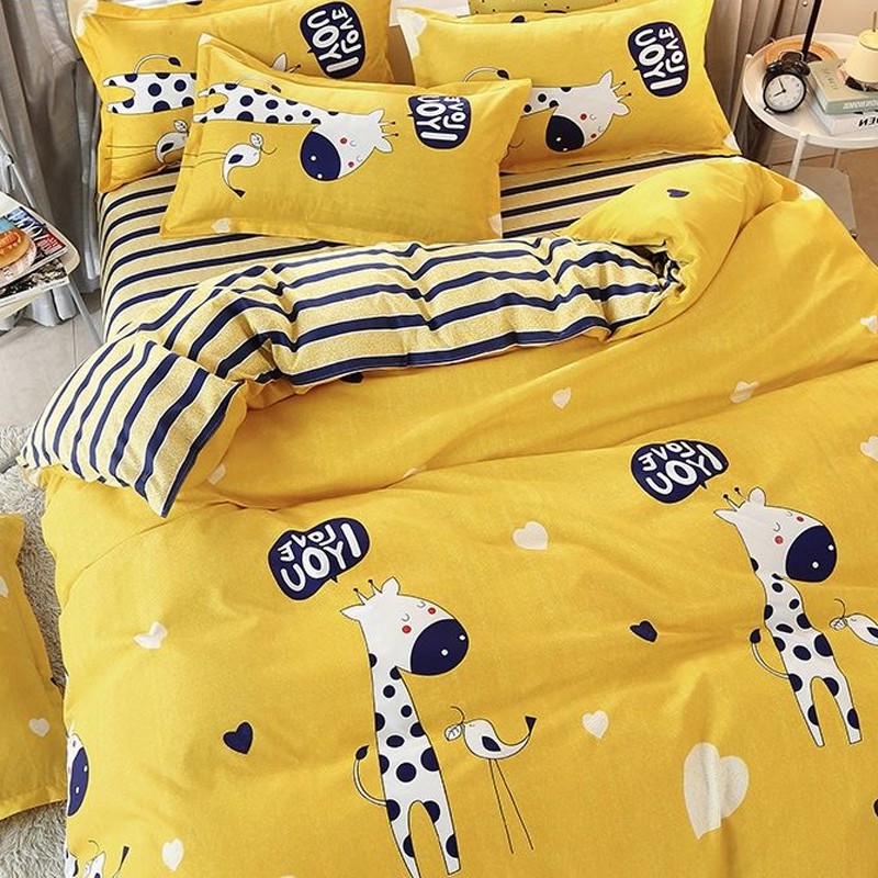 Bộ Chăn Ga Và Vỏ Gối 4 Trong 1 Chất Liệu Cotton 2 Trong 1