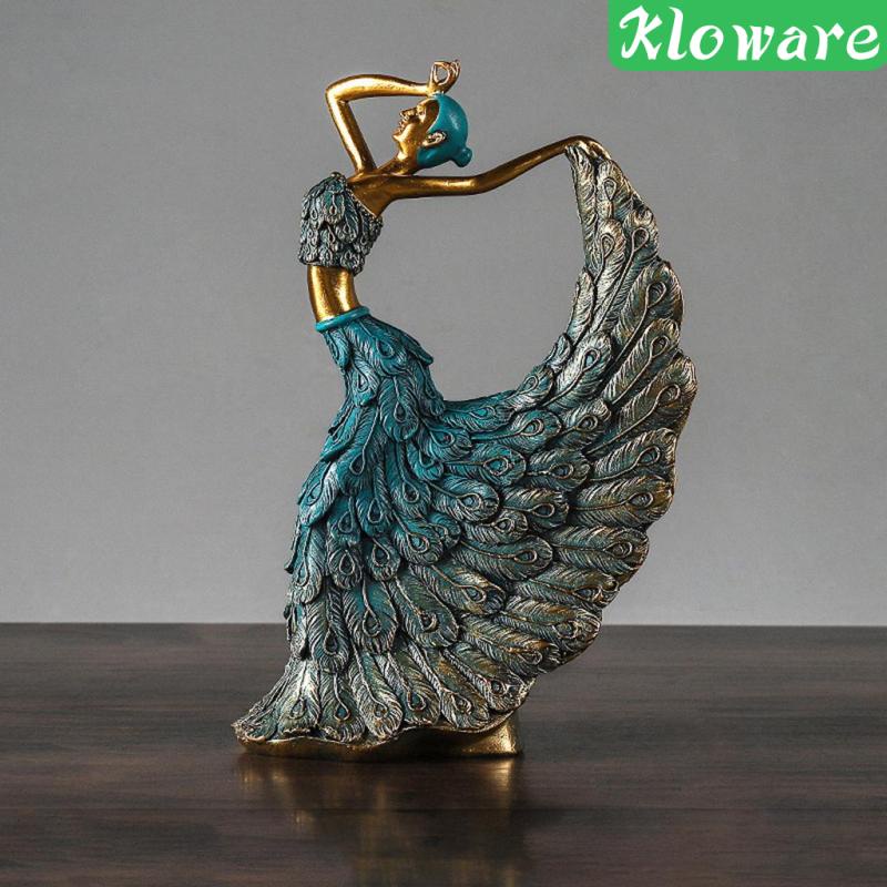 Mô Hình Con Công Nhảy Múa Bằng Nhựa Resin Màu Vàng Trang Trí Nhà Cửa