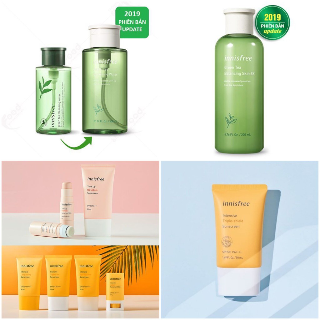 COMBO DƯỠNG DA INNISFREE ( TẨY TRANG, NƯỚC HOA HỒNG, KEM CHỐNG NẮNG) (queen)