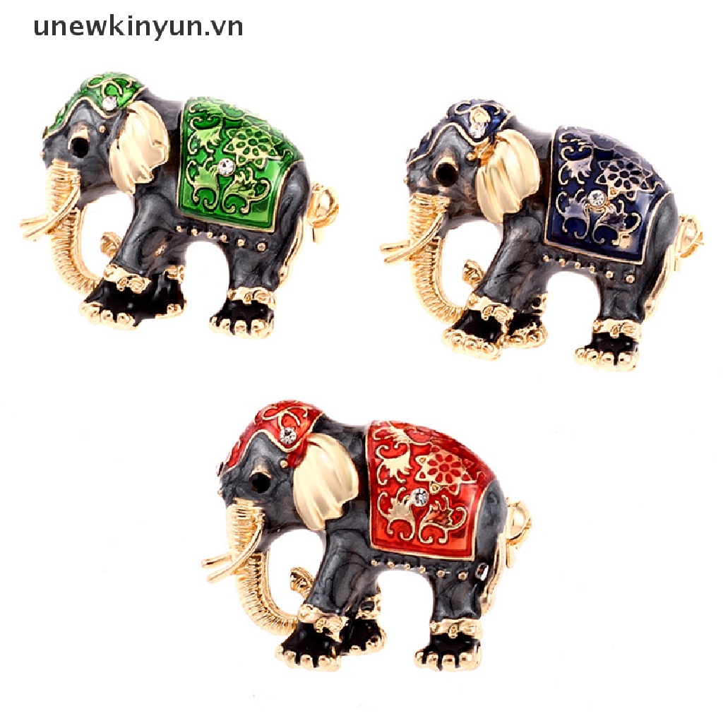 UU Animal Enamel Crystal Elephant Brooch Pin Women Costume Bouquet  Pin Jewelry UU