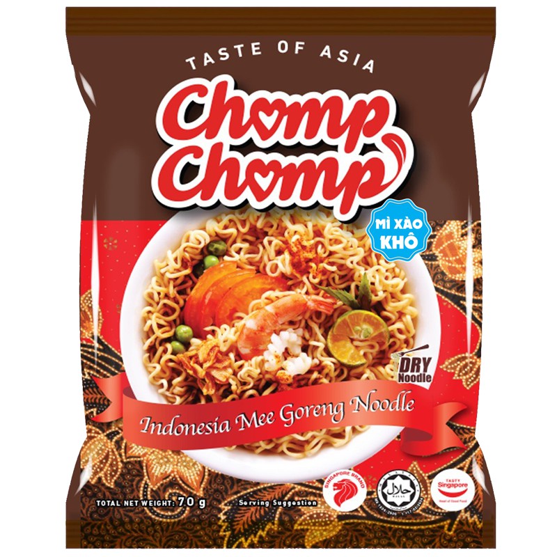 Chomp Chomp - Mì xào khô kiểu Indonesia, gói 70 gram, sản xuất và nhập khẩu từ Malaysia