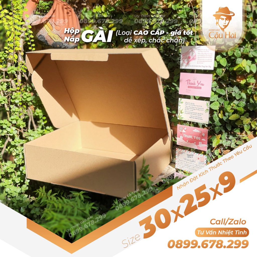 Set 50 Hộp carton nắp GÀI 30x25x9
