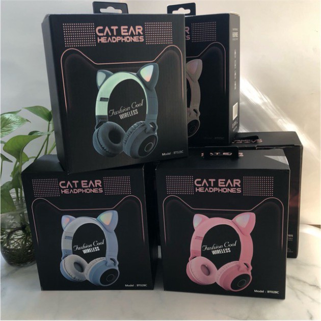 🍄 Tai Nghe Mèo Chụp Tai Khong Dây Bluetooth, Có Mic, Có Kèm Dây Nối Máy Tính Để Livestream, Âm Bass Mạnh Mẽ Pin Trâu Kh