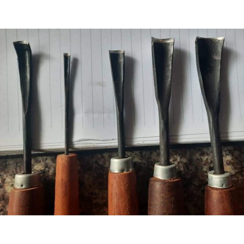 Bộ 5 cây đục bonsai cây cảnh sáo diều điêu khắc gỗ hàng rèn thủ công chất liệu thép nhíp xe ôtô
