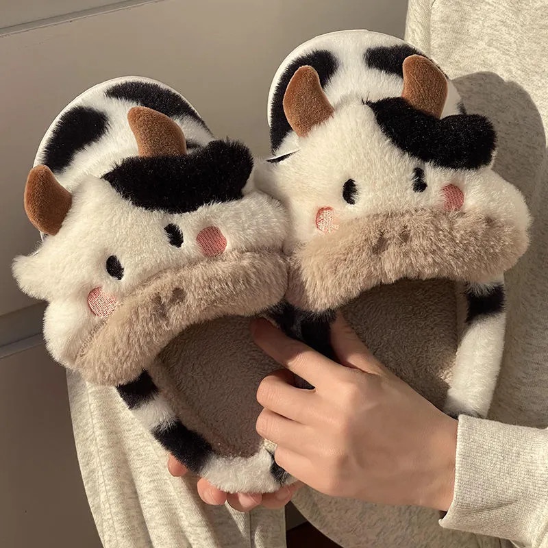 Dép cotton RENBEN đi trong nhà đế dày chống trượt họa tiết hoạt hình dễ thương