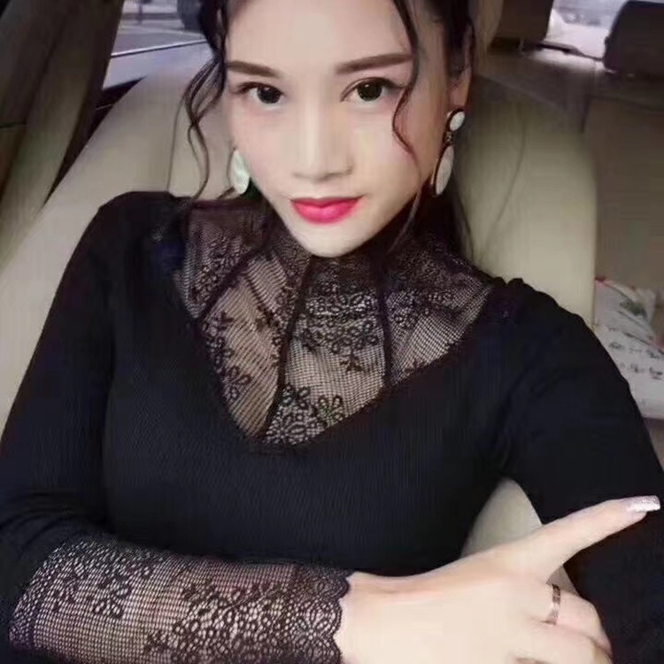 Áo Thun Nữ Phối Ren Dáng Ôm Dài Tay