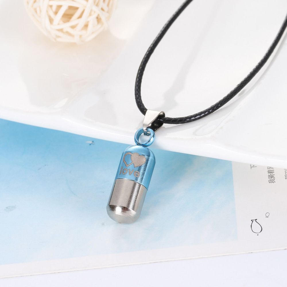 Vòng cổ dây da mặt hình lọ điều ước đựng thuốc hình viên thuốc mini đáng yêu unisex