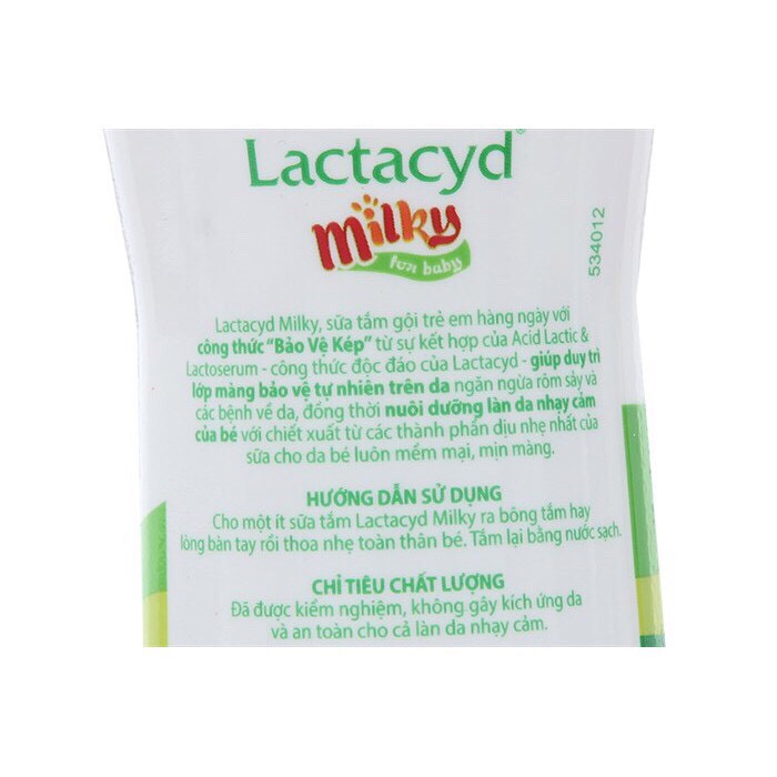 Sữa Tắm Gội Trẻ Em Lactacyd Milky 250ml