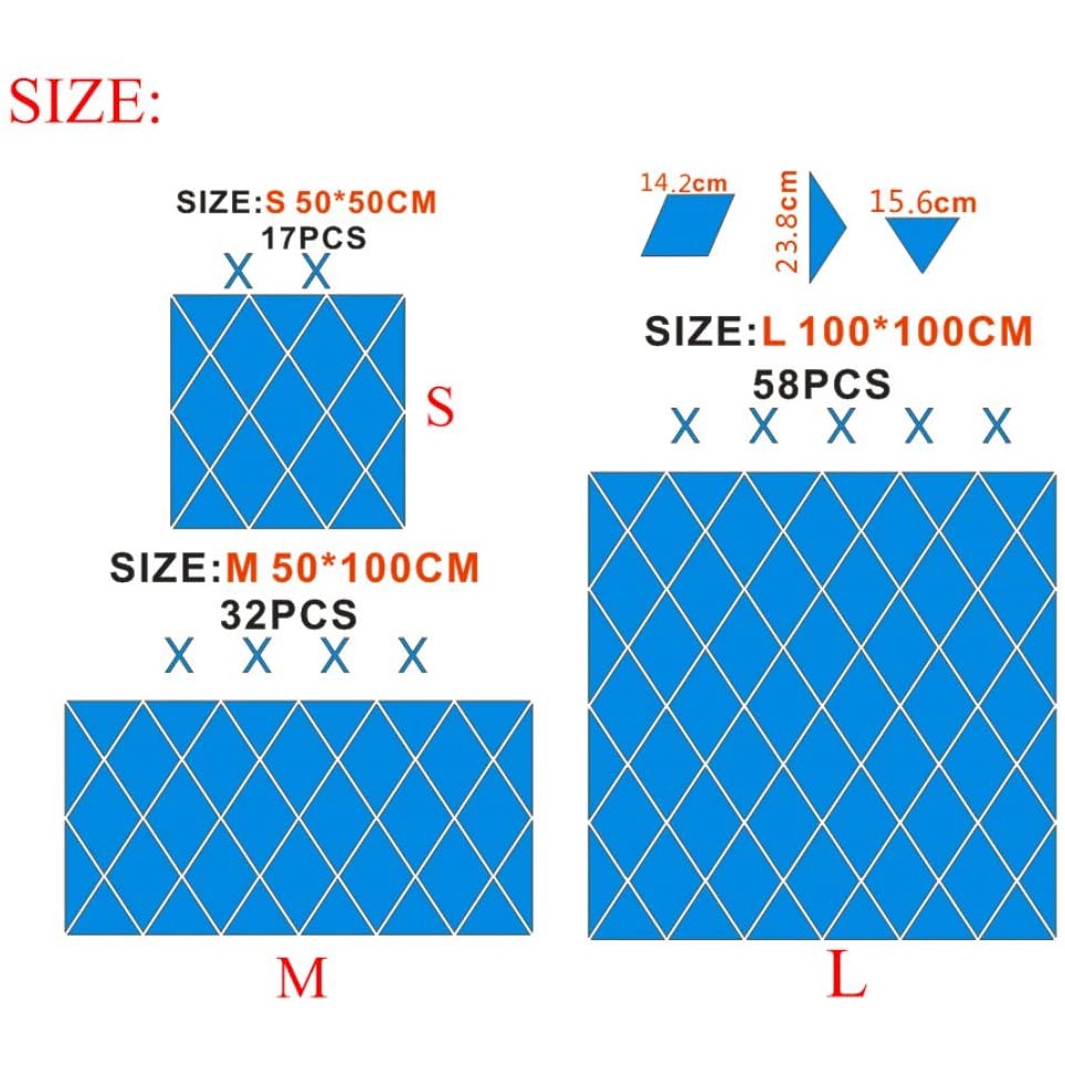 Gương Dán Tường Bằng Acrylic Tráng Gương Họa Tiết Kim Cương 3D Độc Đáo Trang Trí Nhà Cửa