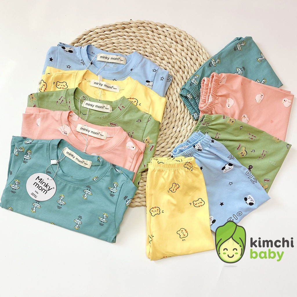 Bộ Dài Tay Cotton 100% Minky Mom Họa Tiết Động Vật Vịt Gà Dễ Thương Cho Bé MKM18