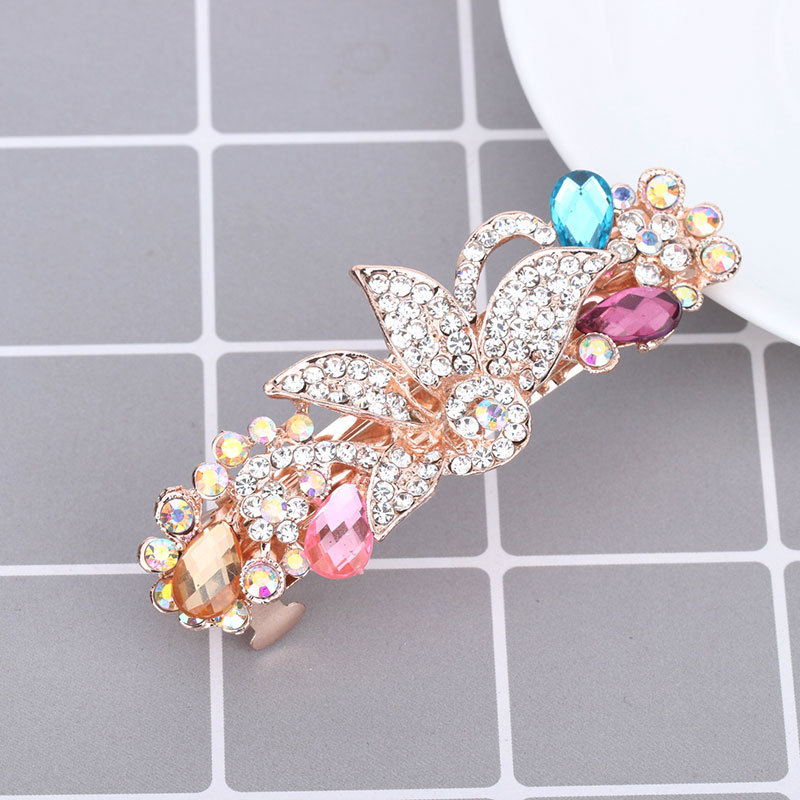 Kẹp Tóc Hình Hoa Đính Đá Đơn Giản Cho Nữ