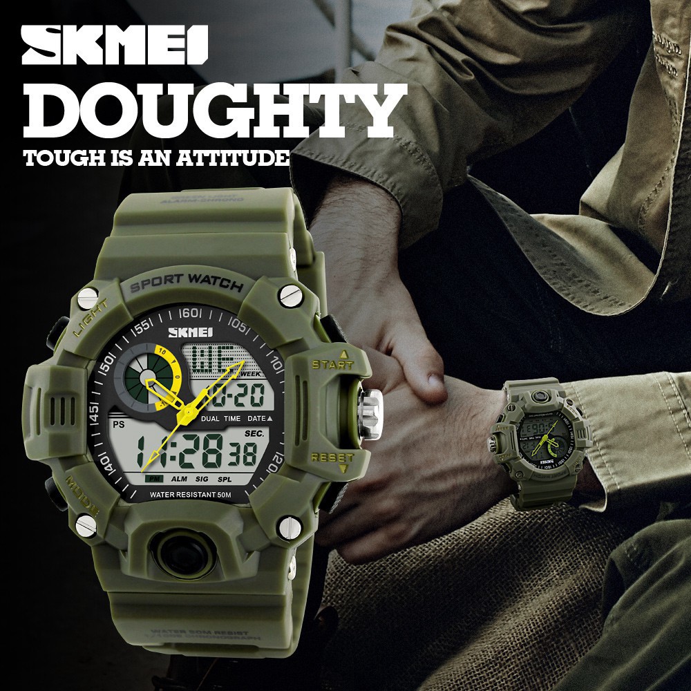 Đồng Hồ Skmei 1029 Analog Kĩ Thuật Số Có Đèn Led Chống Thấm Nước 50m Thời Trang Cho Nam