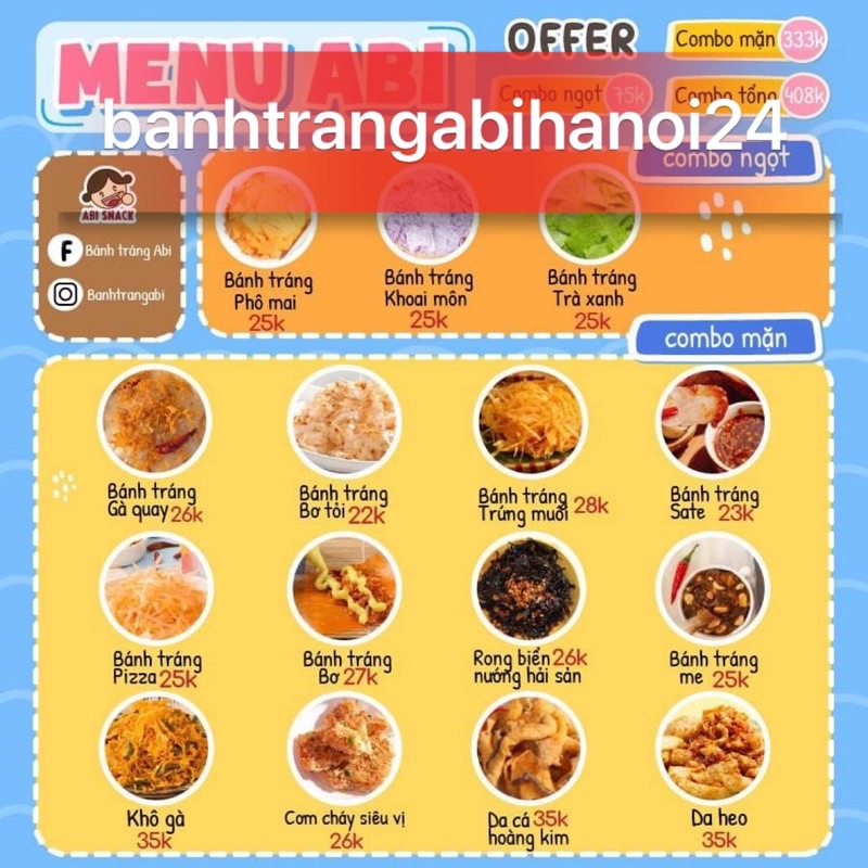 FULL COMBO 15 VỊ BÁNH TRÁNG ABI