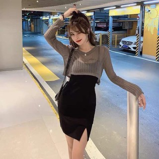 set áo lưới + váy ôm phong cách cá tính quyến rũ