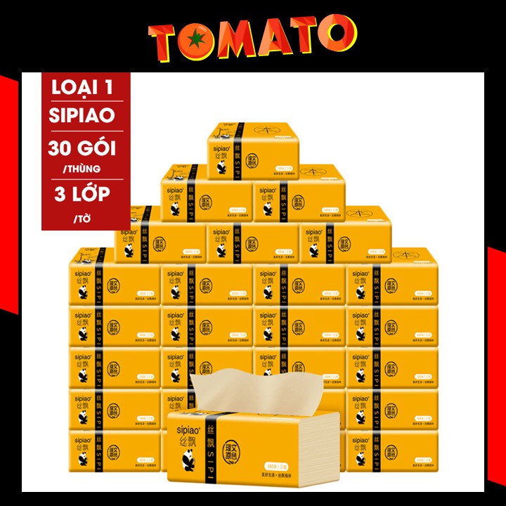 Thùng 30 gói khăn giấy ăn gấu trúc 1 tờ 3 lớp siêu dẻo, siêu dai - Phụ kiện Tomato