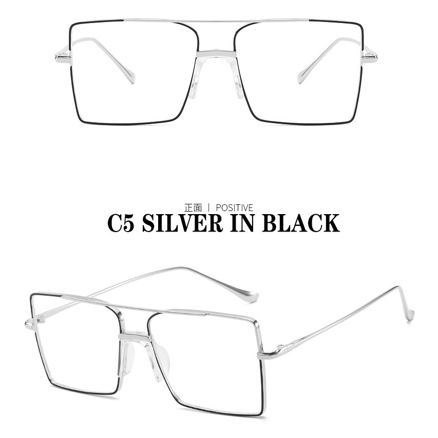 Kính Mát Gọng Kim Loại Vuông Chống Ánh Sáng Xanh Phong Cách Hàn Quốc Cho Nam Và Nữ