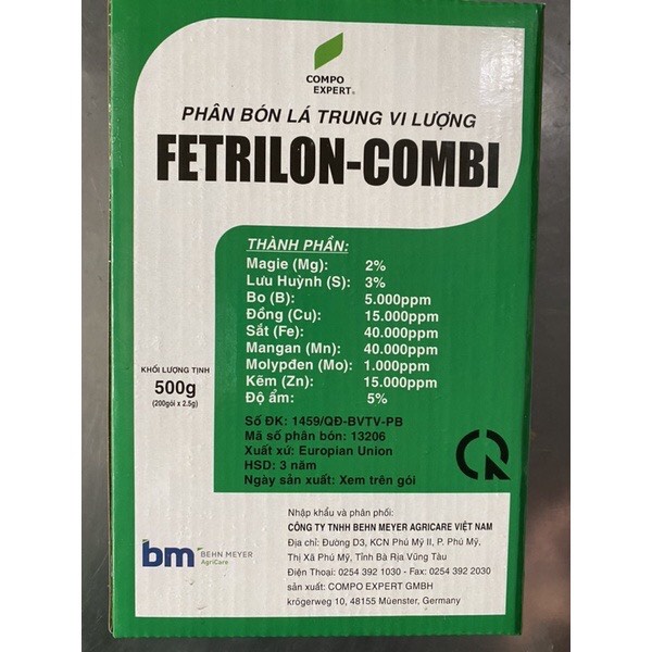 Phân bón lá trung vi lượng Fetrilon - Combi - Bán sỉ 1 hộp 200 gói (2,5gr) Nhập khẩu Đức