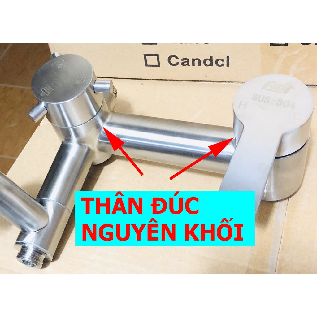 (CÂY SEN TRÒN NƯỚC MẠNH) Bộ Sen Cây Tắm Đứng Nóng Lạnh INOX 304 N1006 Fotar và tay sen tắm và dây sen