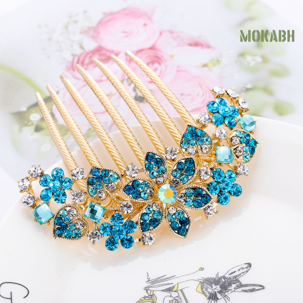 Lược Cài Tóc 7 Răng Đính Đá Nhiều Màu Sắc Chống Trượt Phong Cách Hàn Quốc