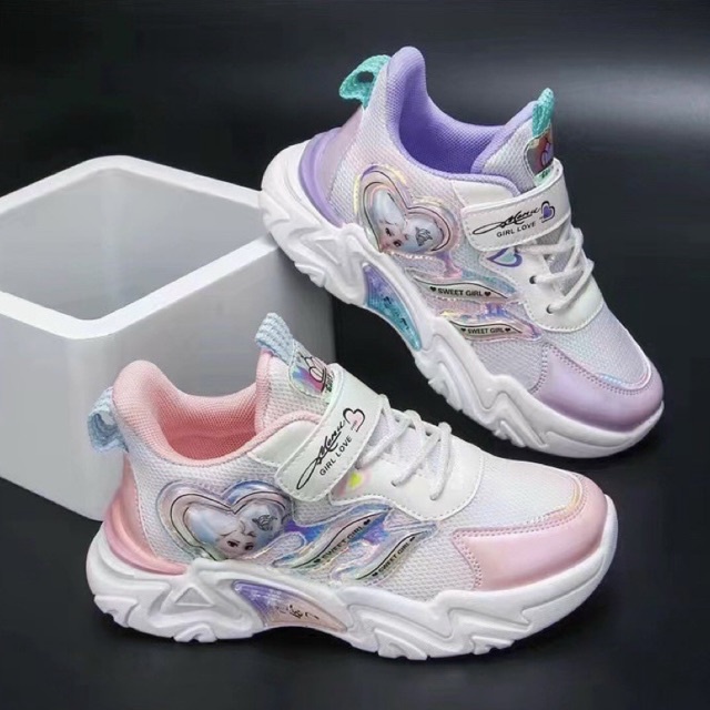 Giày thể thao Elsa tim siêu nhẹ chống trơn trượt cho bé 3-12 tuổi