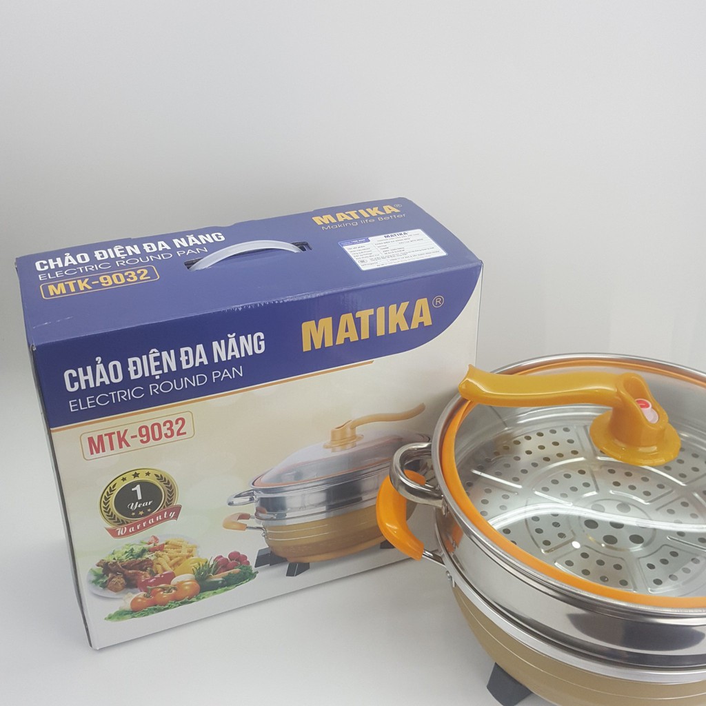 Chảo điện đa năng Matika MTK-9032 - Lẩu 2 tầng Matika MTK-9032 - Chảo lẩu Matika MTK-9032