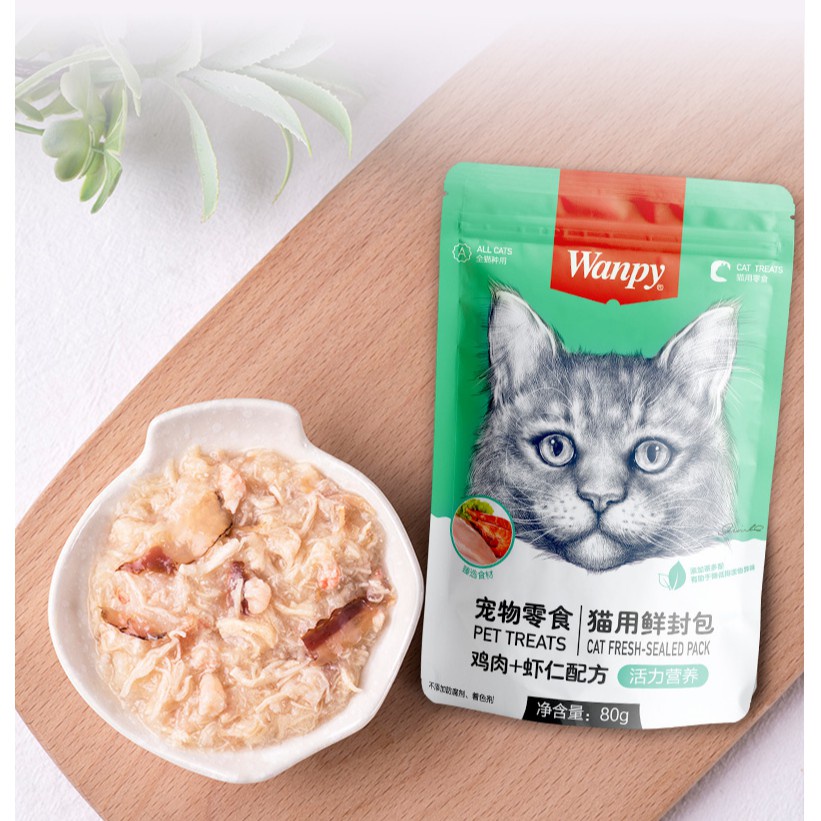 Pate cho mèo WANPY gói 80g mix tổng hợp nhiều vị