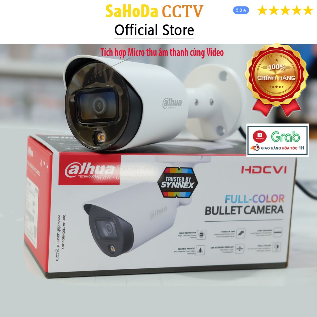 Bộ camera Dahua Colorvu tích hợp micro, Trọn bộ camera Dahua 8 mắt có màu ban đêm tích hợp micro thu âm chính hãng