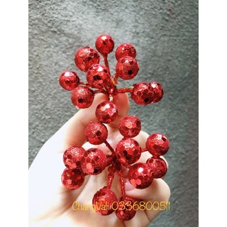 Cành quả sung nhũ kim tuyến trang trí oản tài lộc, cây thông Noel, vòng nguyệt quế