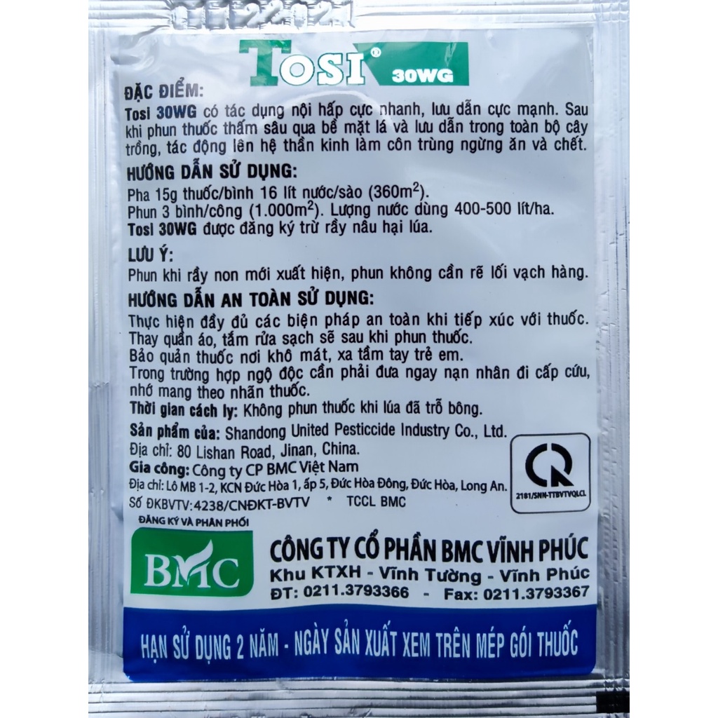 Chế Phẩm Phòng Trừ Rầy - Tosi 30WG - Gói 10g và 100g