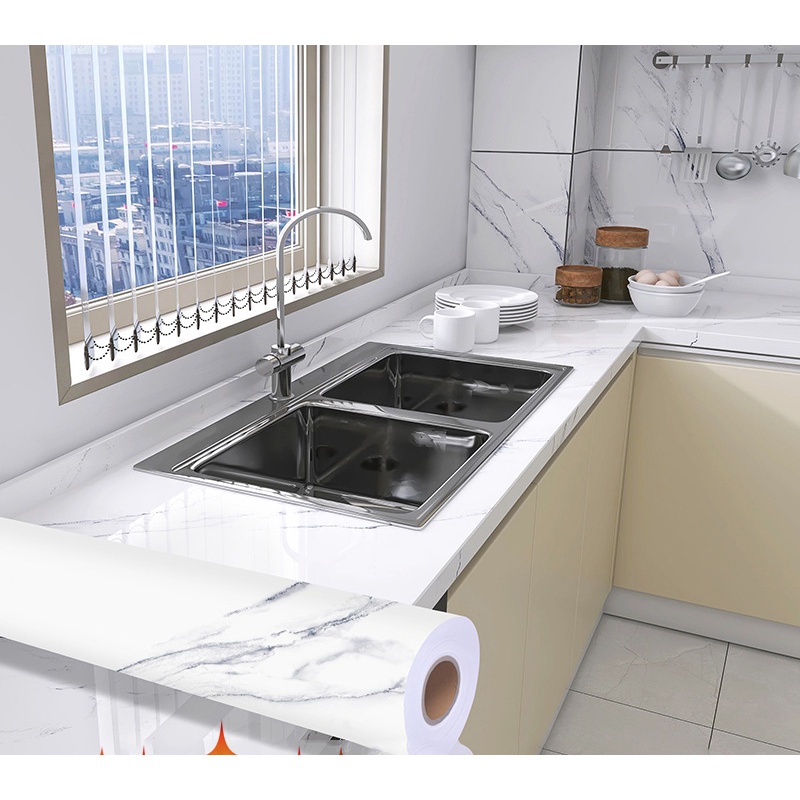 Decal giả đá chống dầu mỡ dán bếp , Giấy dán tường vân đá dán tủ, Mặt bàn, Tường