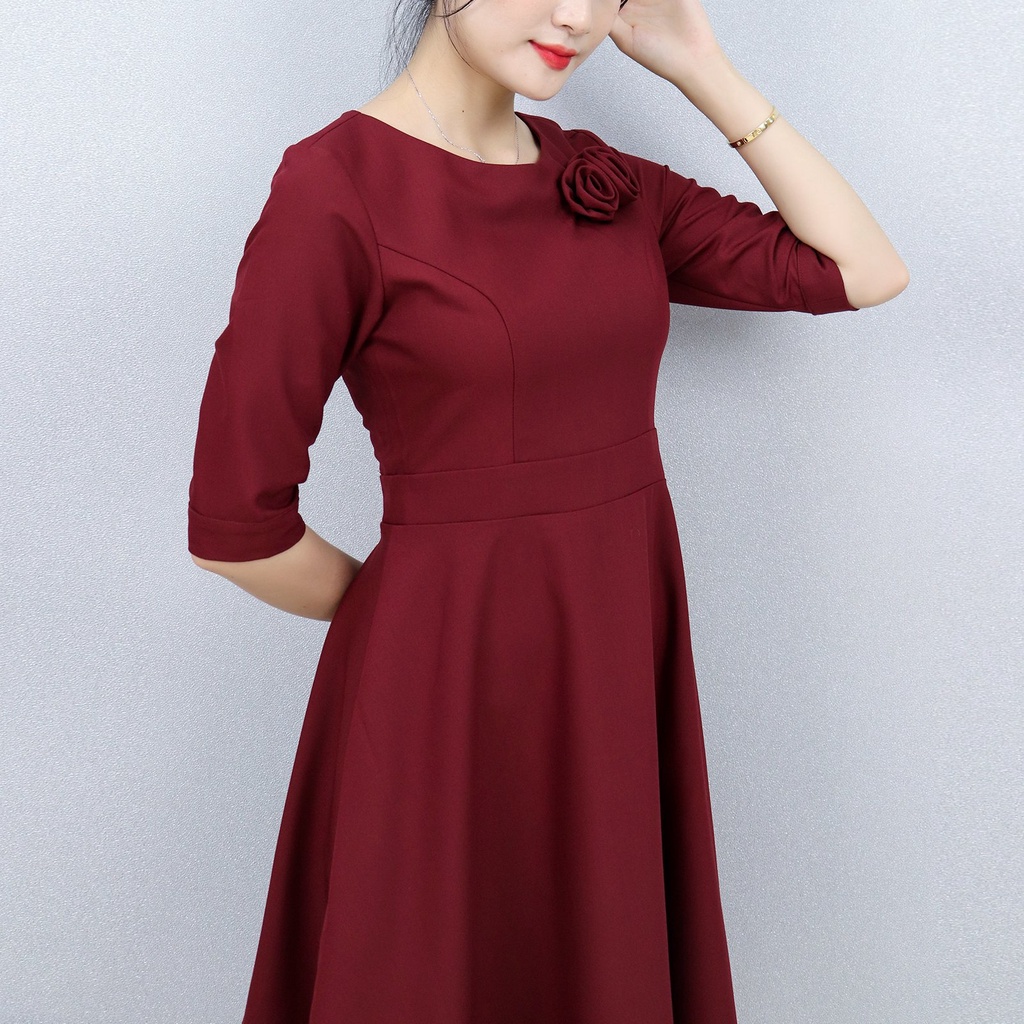 Đầm Xòe Công Sở Sang Trọng Bigsize AMYRA , Thiết Kế Dáng Xòe Đính Hoa Có Túi Cao Cấp Phù Hợp Đi Làm Đi Tiệc DA004