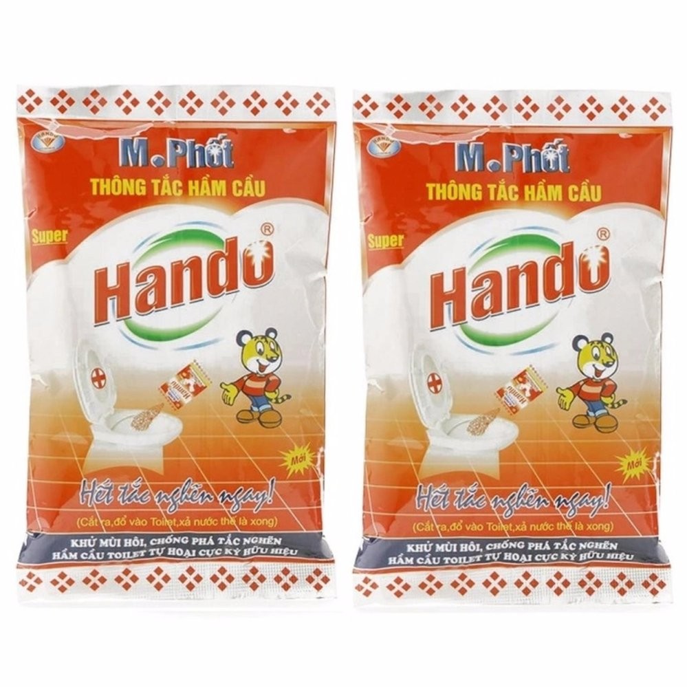 Bô 2 gói bột thông tắc hầm cầu bể phốt Hando 215g