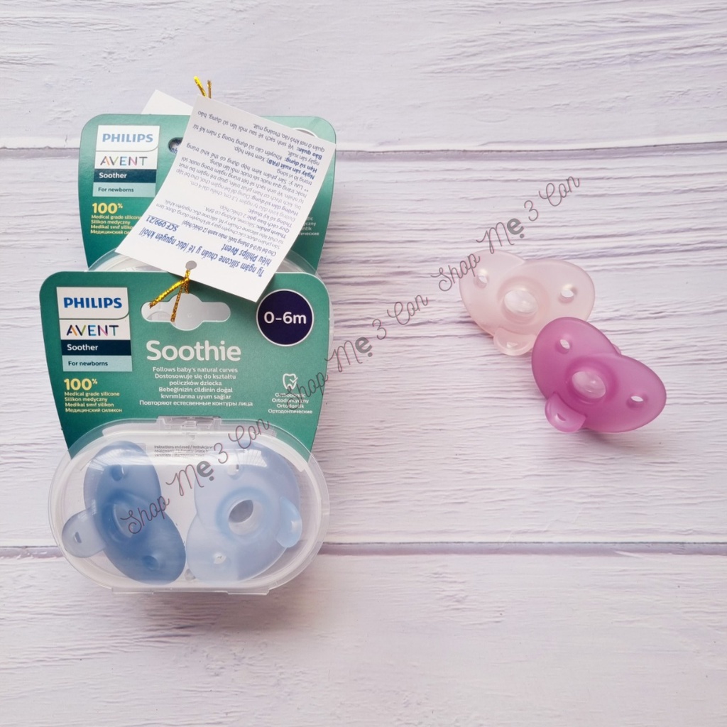 Bộ 2 Ti Giả Philips Avent Chỉnh Nha Đúc Nguyên Khối Silicone Chuẩn Y Tế Size 0 - 6 tháng tuổi