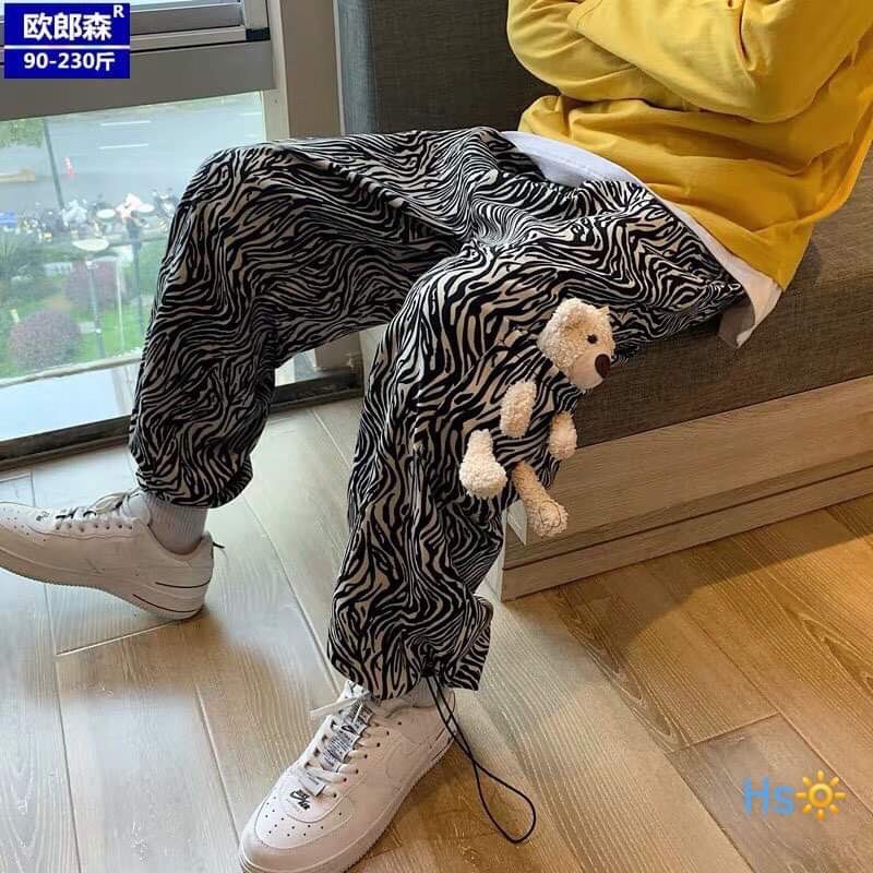 quần dài bom dây rút gấu nổi vằn ngựa Hs