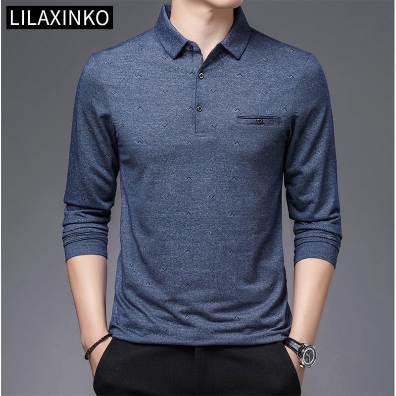 Áo thun polo tay dài cổ bẻ phong cách cơ bản thời trang trang trọng thường ngày 3 màu tùy chọn dành cho nam giới | BigBuy360 - bigbuy360.vn