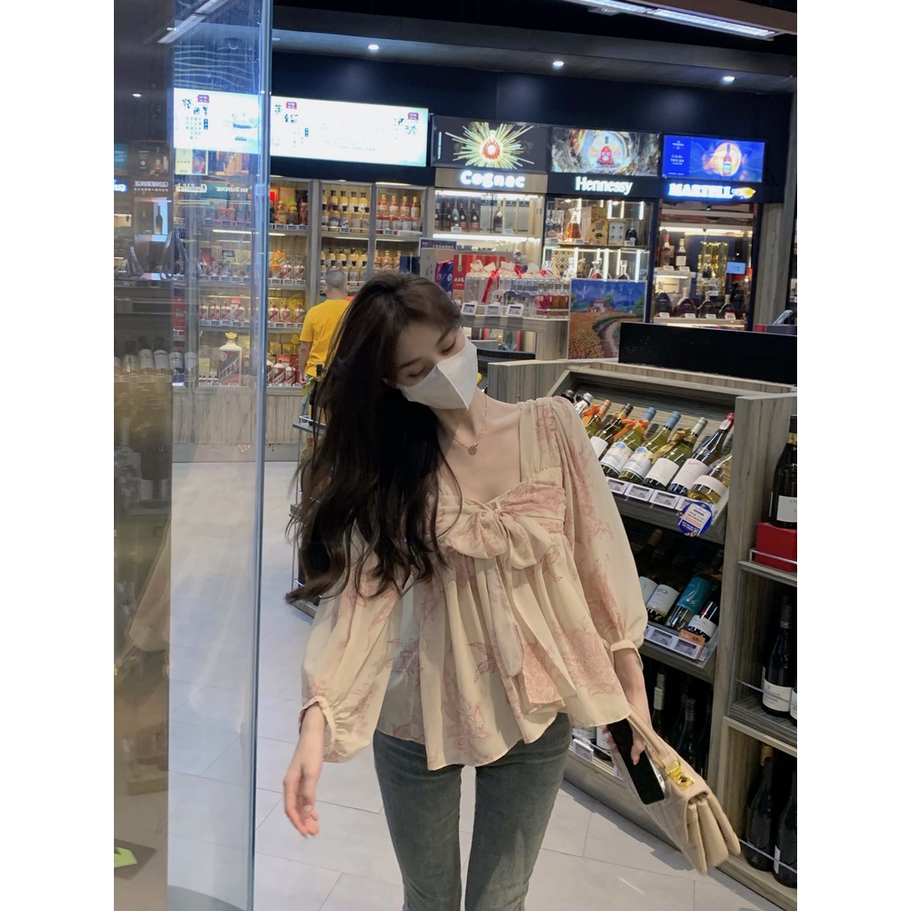 Áo Sơ Mi chiffon Họa Tiết Hoa Thời Trang Mùa Hè Kiểu Pháp Mới