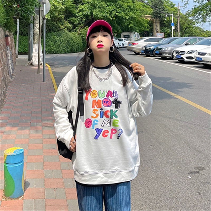 NRVP Áo Hoodie Dáng Rộng Thời Trang Hàn Quốc Đơn Giản Cá Tính Cho Nữ