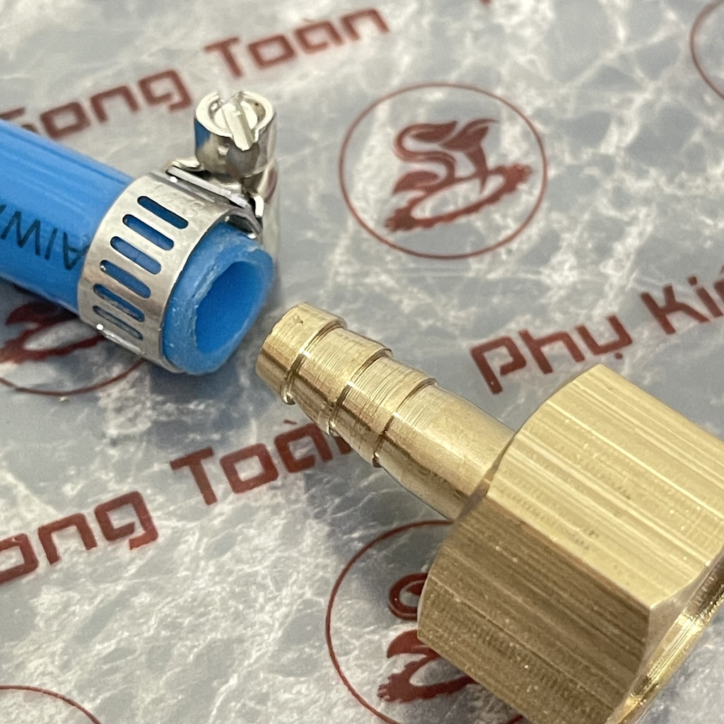 Béc & Búp & Nối Ren Trong 9.6 13 17 21 27 + 1 Đầu Khía Rãnh Đuôi Chuột Cắm Lòng Trong Ống Mềm PU - Bằng Đồng Thau