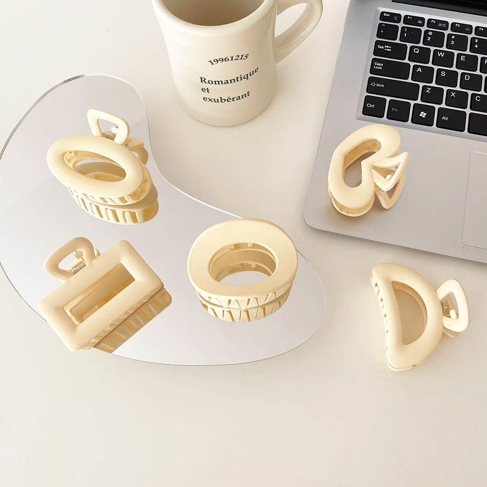 NICKOLAS Kẹp Tóc Càng Cua Màu Trắng Sữa Nhám Ngọt Ngào Thời Trang Cho Nữ