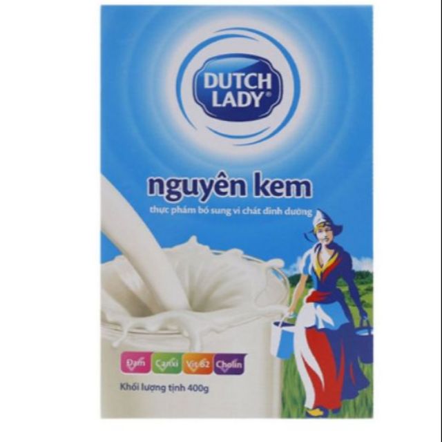 Sữa bột CÔ GÁI HÀ LAN Dutch Lady nguyên kem hộp giấy 400g